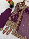 Nsr 879 Heavy Faux Georgette Top With Pant Dupatta Wholesale Market In Surat